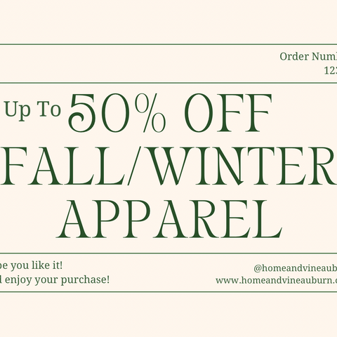 FALL/WINTER APPAREL SALE