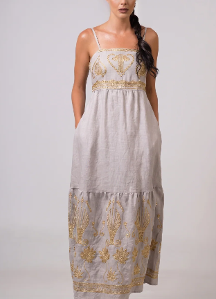 greek embroidered dress Greek Bohemian Embroidered Dress