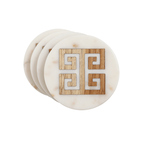 Greek Key Inlay Greek Key Inlay Coaster Set – HOME + VINE
